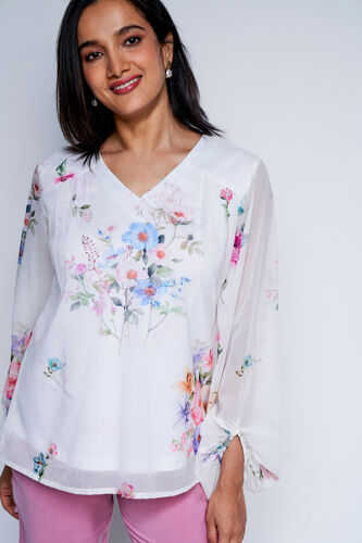 Multi Floral Flared Top, Multi Color, image 1